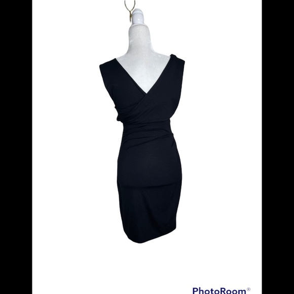 DVF Diane Von Furstenberg Black Faux Wrap Parker Ruched Jersey Dress siz… - Picture 6 of 9